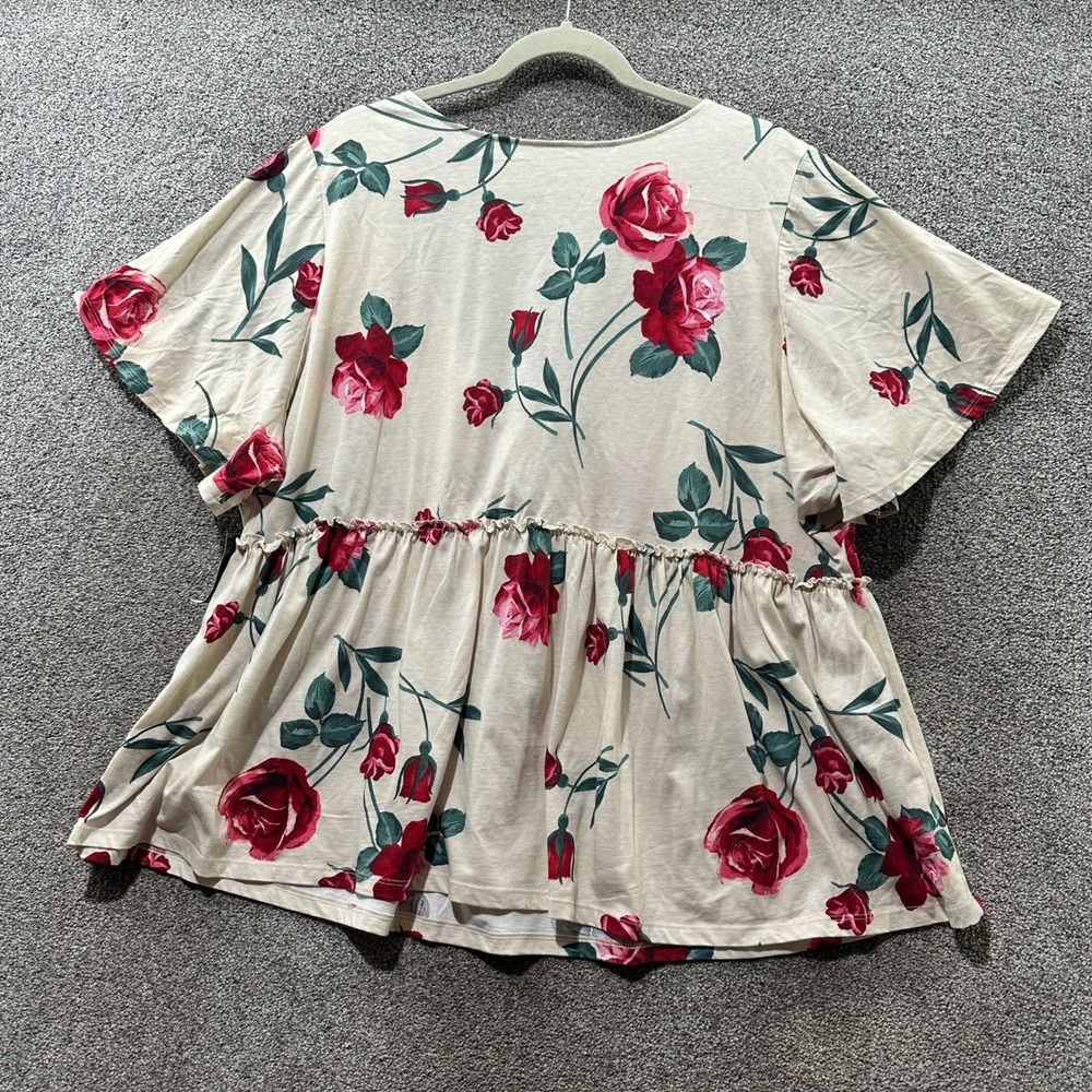 Torrid Heritage Jersey V-Neck Tie Front Babydoll Blouse Top Women 3X Floral - Picture 2 of 13